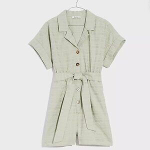 Madewell Seersucker Camp Romper in Ashen Sage